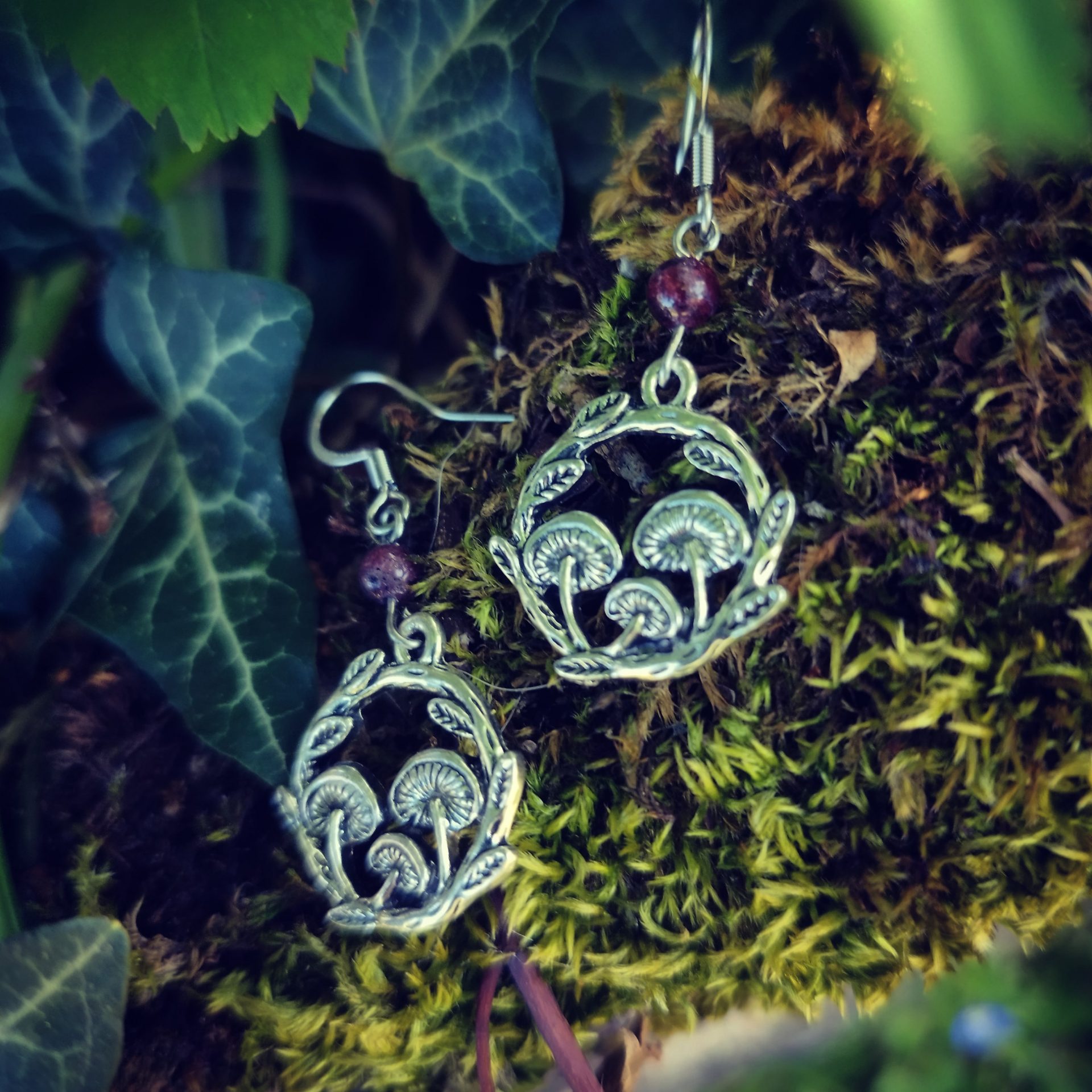 boucles d'oreilles cercle champignons
