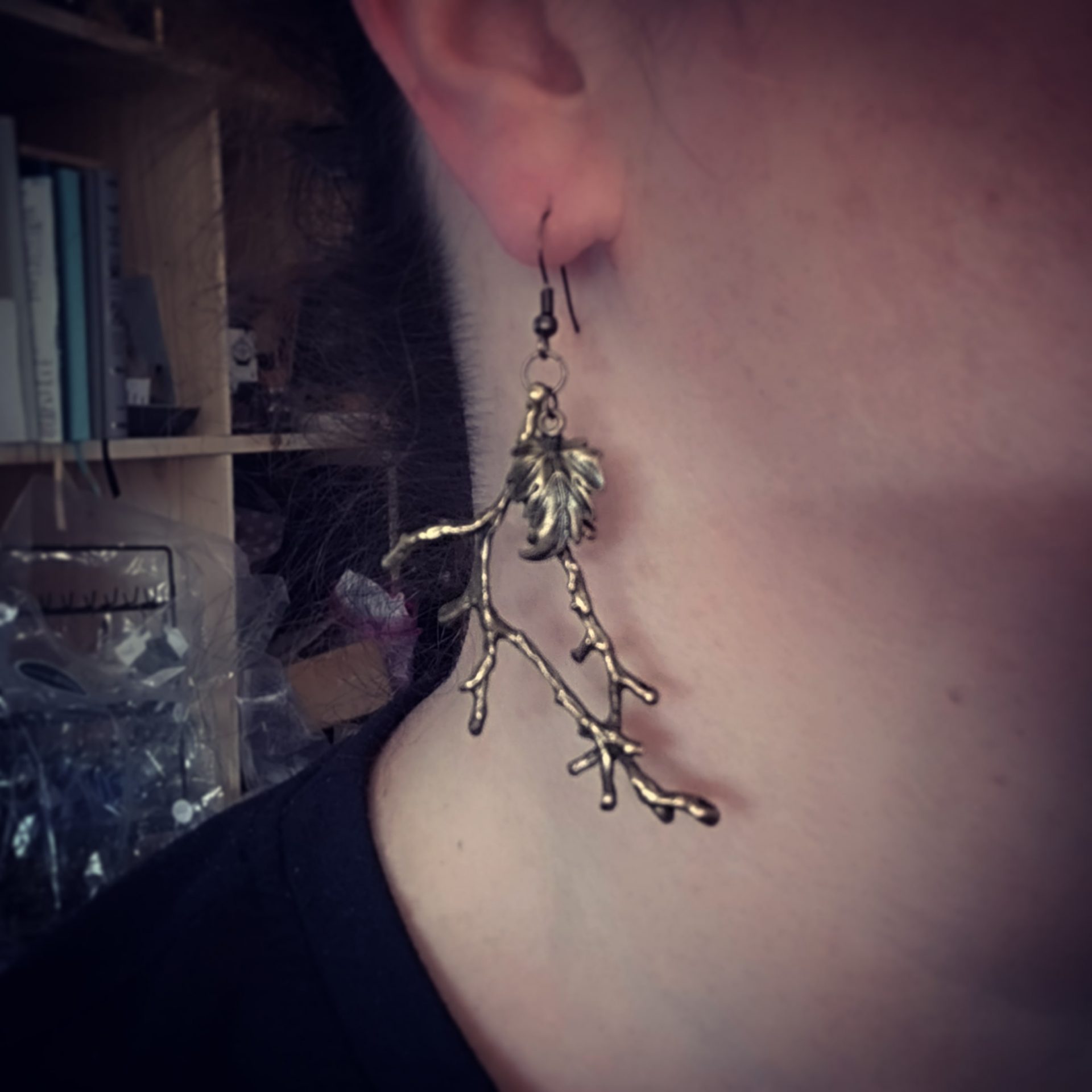 boucles d'oreilles branches portée