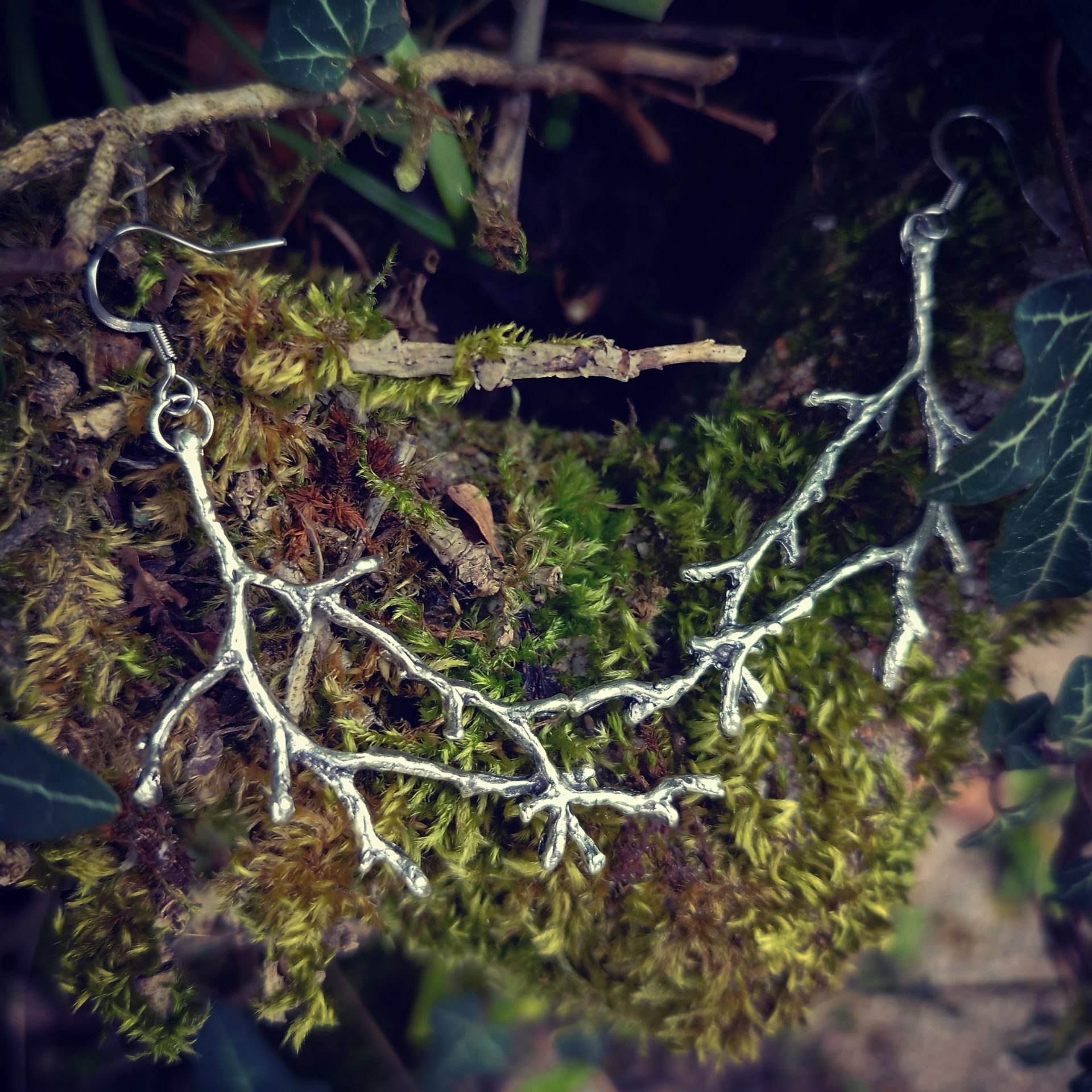 boucles d'oreilles branche argenté