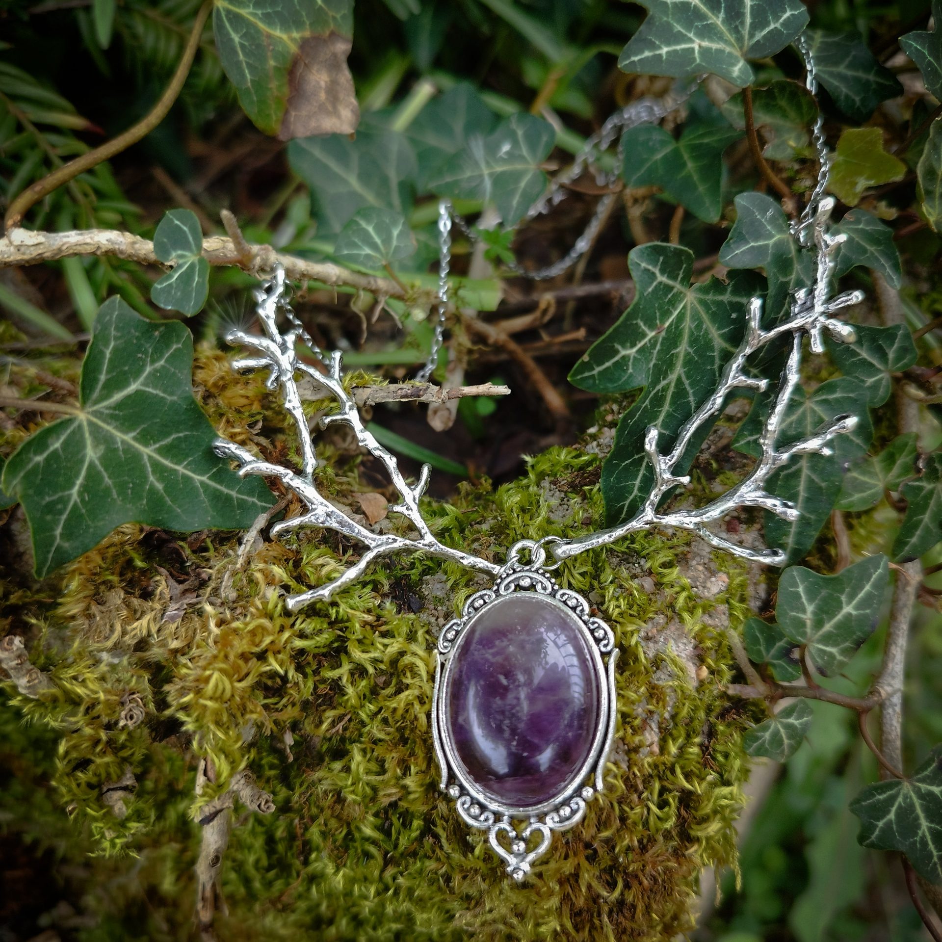 collier forêt féerique améthyste